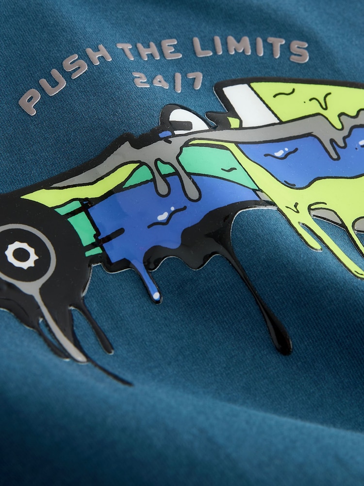 Navy Blue Racing Car Relaxed Fit Graphic Print Long Sleeve Cotton T-Shirt (3-16yrs) - Image 4 of 4