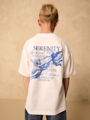 White/Blue Back Print Relaxed Fit Short Sleeve Graphic Print T-Shirt (3-16yrs) - Image 1 of 7