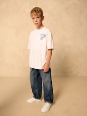 White/Blue Back Print Relaxed Fit Short Sleeve Graphic Print T-Shirt (3-16yrs) - Image 2 of 7