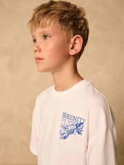 White/Blue Back Print Relaxed Fit Short Sleeve Graphic Print T-Shirt (3-16yrs) - Image 3 of 7
