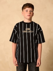 Black/White Stripe Relaxed Fit Short Sleeve Graphic Print T-Shirt (3-16yrs) - Image 1 of 8