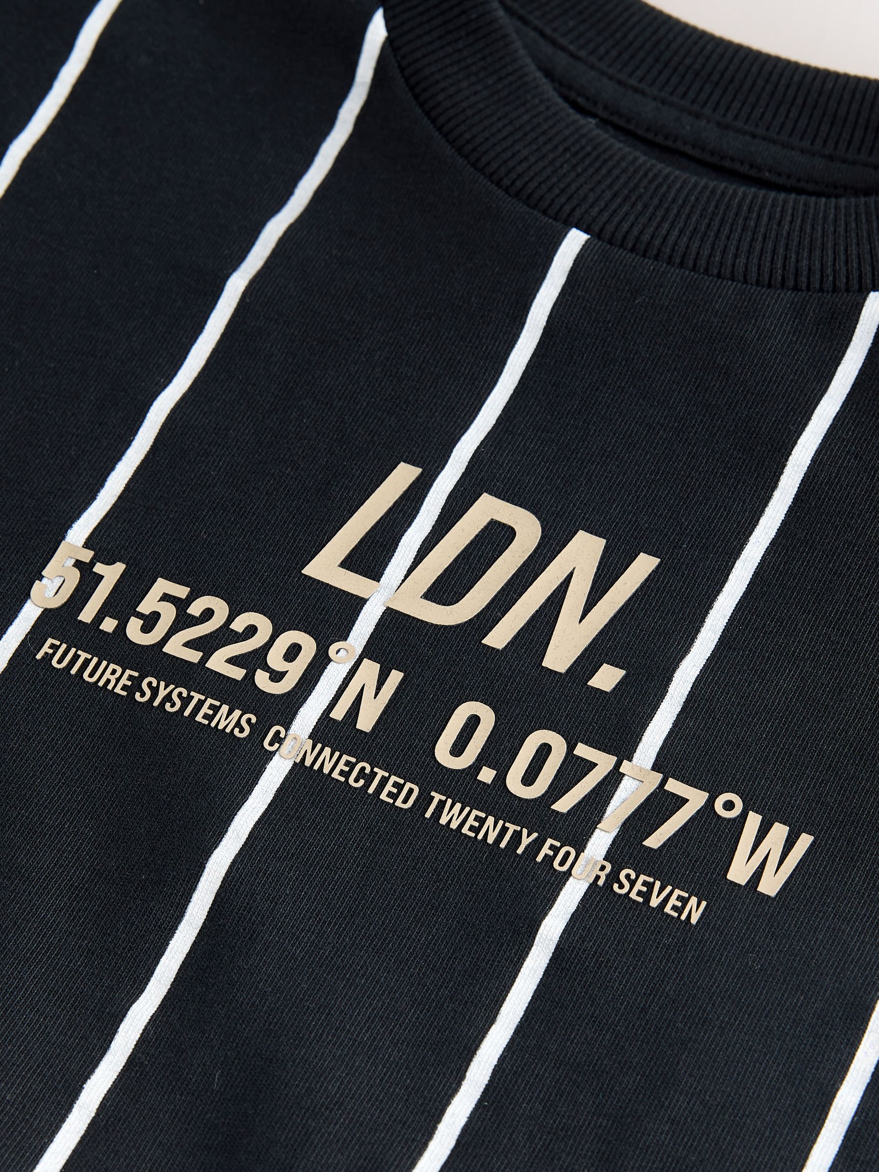 Buy Black/White Stripe Short Sleeve Graphic T-Shirt (3-16yrs) from