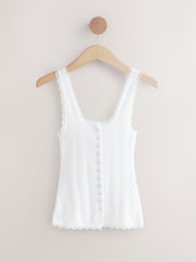 self. White 100% Cotton Pointelle Vest - Image 1 of 3
