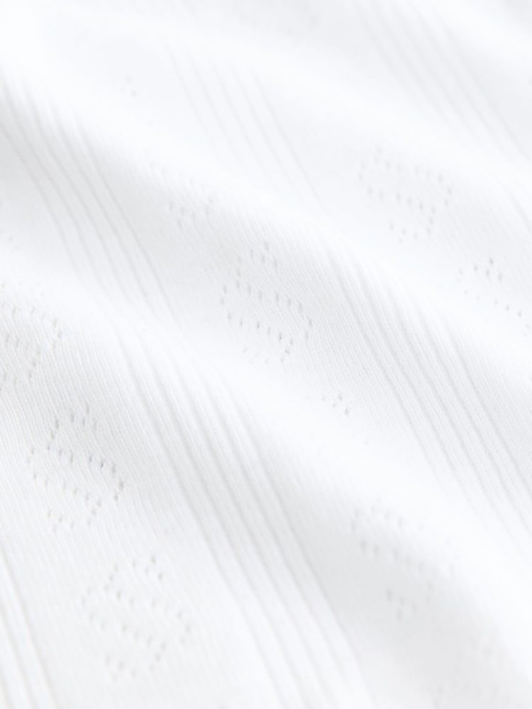 self. White 100% Cotton Pointelle Vest - Image 2 of 3