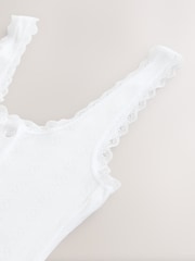 self. White 100% Cotton Pointelle Vest - Image 3 of 3