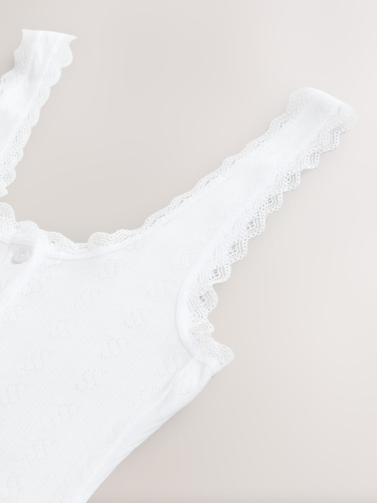 self. White 100% Cotton Pointelle Vest - Image 3 of 3