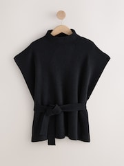 Black Knitted Tabbard Tank with Containing Cashmere - Image 1 of 3