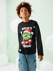 Black Graffiti Brussel Christmas Long Sleeve T-Shirt (3-16yrs) - Image 1 of 7