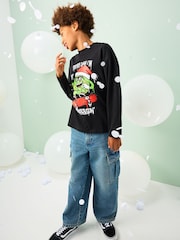 Black Graffiti Brussel Christmas Long Sleeve T-Shirt (3-16yrs) - Image 2 of 7