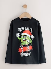 Black Graffiti Brussel Christmas Long Sleeve T-Shirt (3-16yrs) - Image 4 of 7