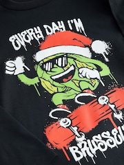 Black Graffiti Brussel Christmas Long Sleeve T-Shirt (3-16yrs) - Image 7 of 7