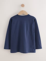 Navy Blue Crocodile Relaxed Fit Graphic Print Long Sleeve Cotton T-Shirt (3-16yrs) - Image 4 of 4