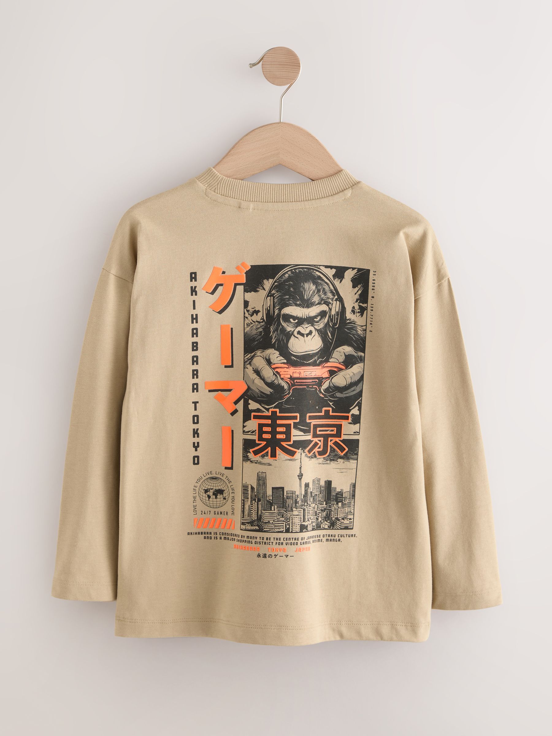 Buy Stone Gorilla Gamer Relaxed Fit Graphic Long Sleeve Cotton T