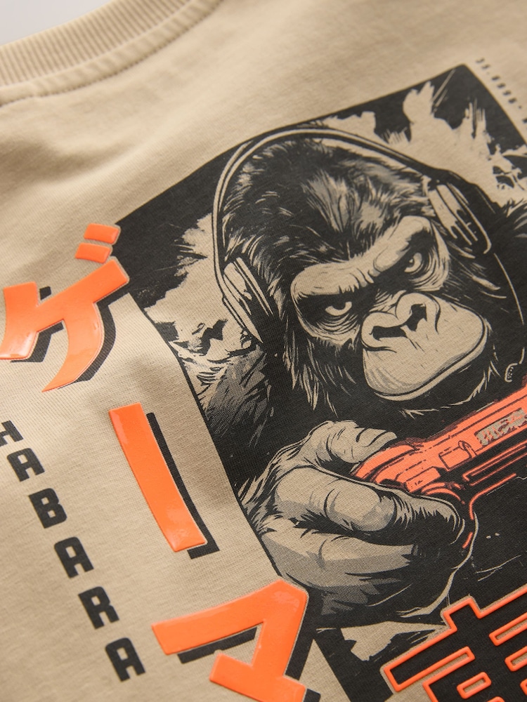 Stone Gorilla Gamer Relaxed Fit Graphic Print Long Sleeve Cotton T-Shirt (3-16yrs) - Image 8 of 8 Stone Gorilla Gamer Relaxed Fit Graphic Print Long Sleeve Cotton T-Shirt (3-16yrs) - Image 8 of 8
