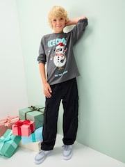 Grey Ice Cool Snowman Christmas Long Sleeve T-Shirt (3-16yrs) - Image 3 of 7