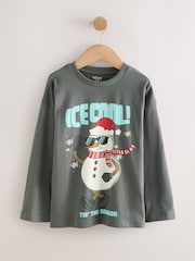 Grey Ice Cool Snowman Christmas Long Sleeve T-Shirt (3-16yrs) - Image 4 of 7