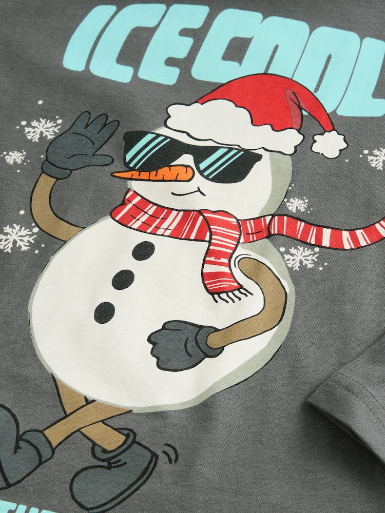 Grey Ice Cool Snowman Christmas Long Sleeve T-Shirt (3-16yrs) - Image 7 of 7