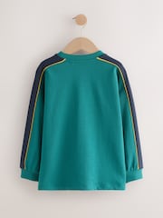 Green/Black Relaxed Fit Heavyweight Long Sleeve Colourblock T-Shirt (3-16yrs) - Image 2 of 4