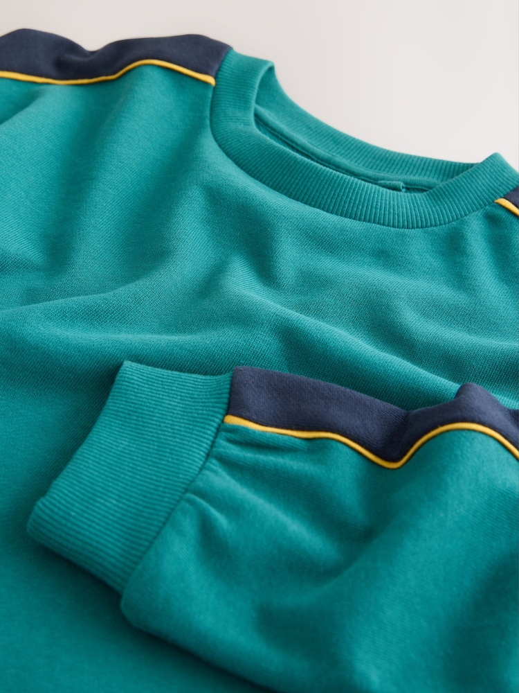 Green/Black Relaxed Fit Heavyweight Long Sleeve Colourblock T-Shirt (3-16yrs) - Image 4 of 4
