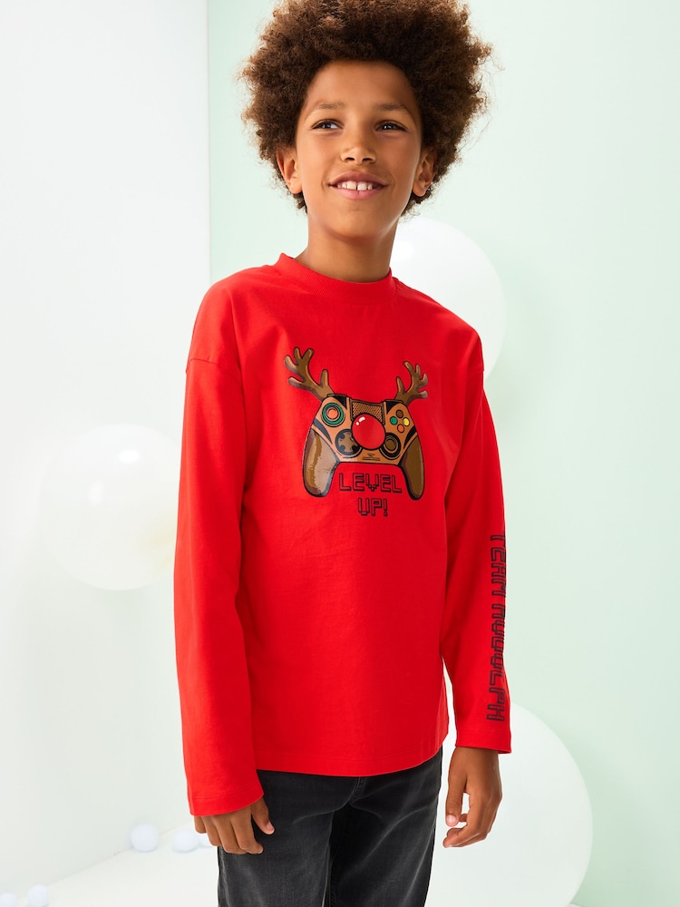 Red Controller Christmas Long Sleeve T-Shirt (3-16yrs) - Image 1 of 8