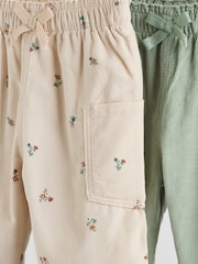 Sage Green/Ditsy Baby Cord Trousers 2 Pack (0mths-2yrs) - Image 6 of 10