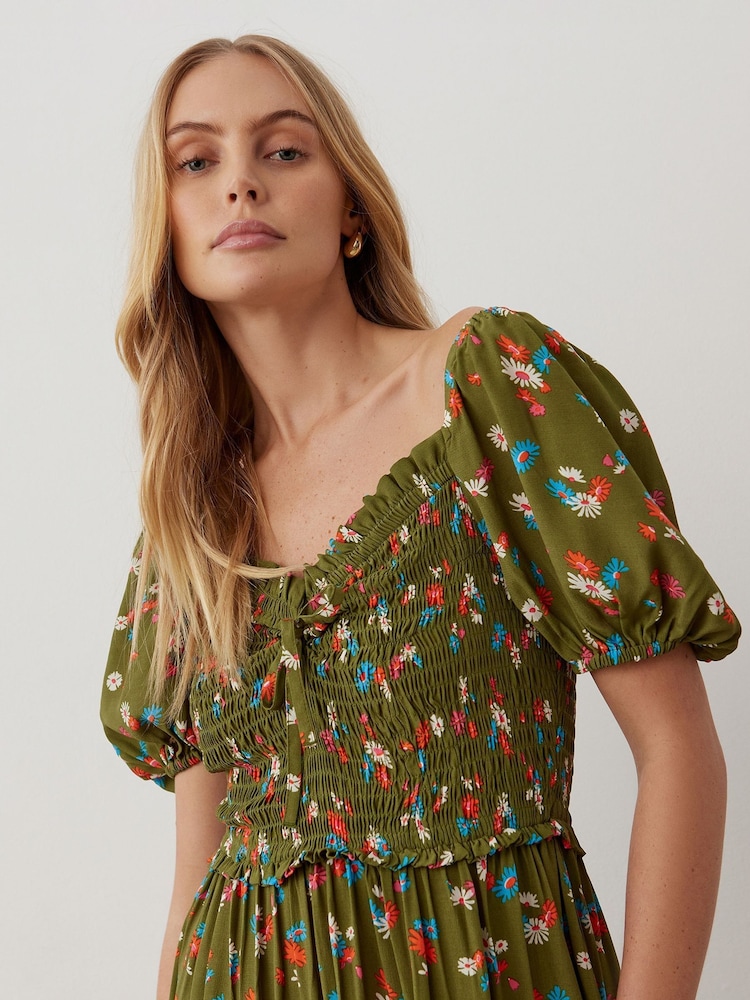 Buy Finery Green Lacey Crepe Floral Print Midi Dress from Next Indonesia