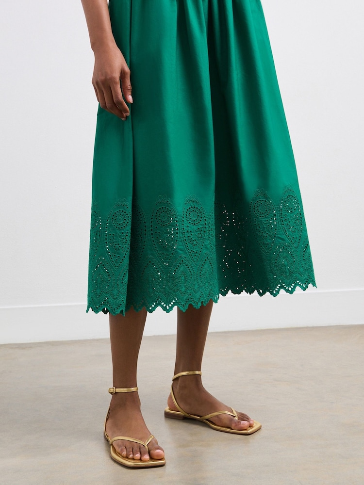 Finery Green Alora Broderie Anglaise Cotton Sundress - Image 3 of 4