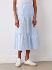 Finery Blue Esha Cotton Tiered Midi Skirt - Image 2 of 4