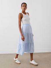 Finery Blue Esha Cotton Tiered Midi Skirt - Image 3 of 4