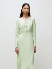 Finery Lina Satin Polka Dot Midi Dress - Image 2 of 4