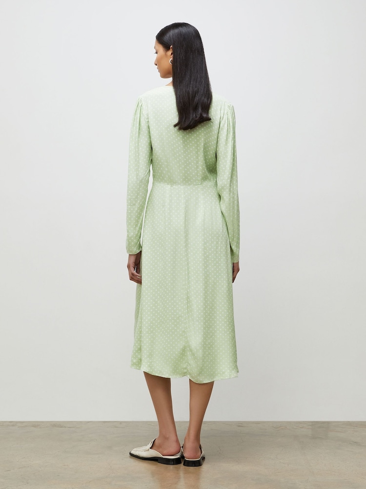 Finery Lina Satin Polka Dot Midi Dress - Image 4 of 4
