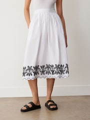 Finery Yolanda Embroidered Cotton Midi Skirt - Image 2 of 4