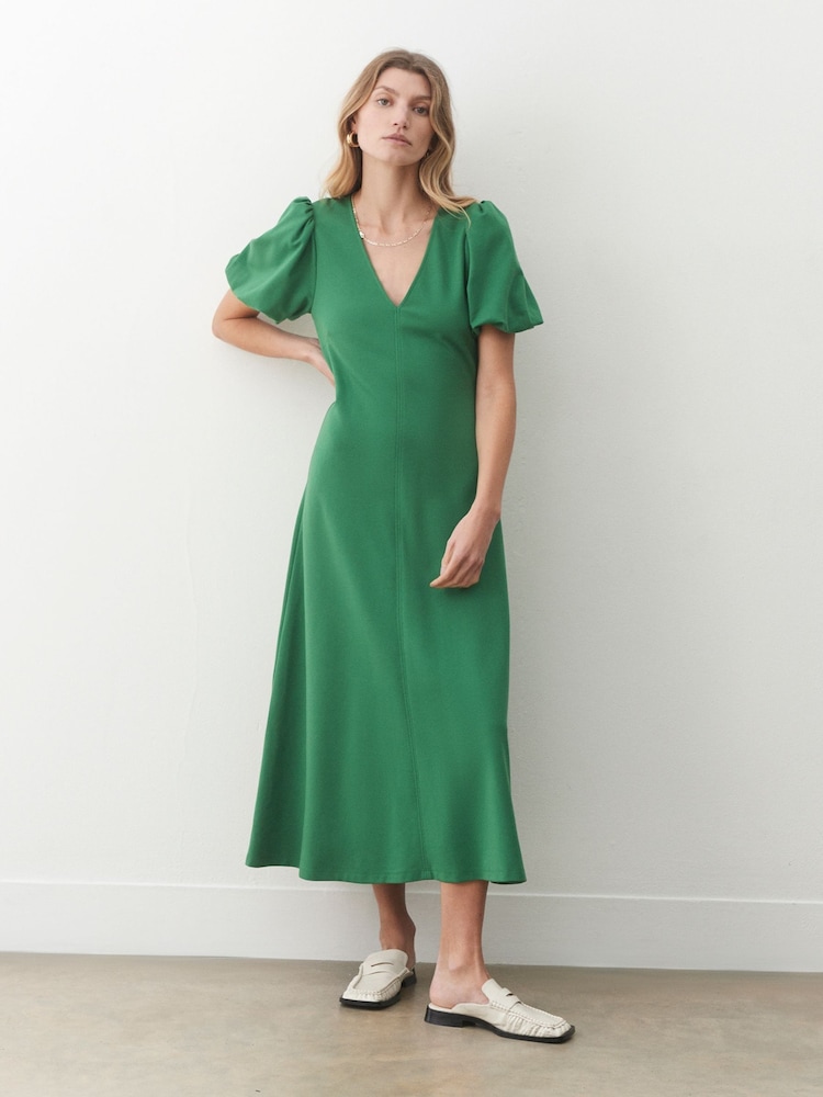 Finery Green Sophie Ponte Jersey Midi Dress - Image 1 of 4