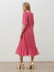 Finery Pink Jennifer Chiffon Midi Tea Dress - Image 4 of 4