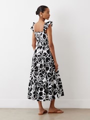 Finery Black Aurena Floral Print Cotton Midi Sundress - Image 4 of 4