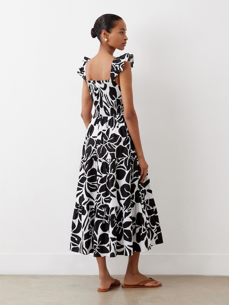 Finery Black Aurena Floral Print Cotton Midi Sundress - Image 4 of 4