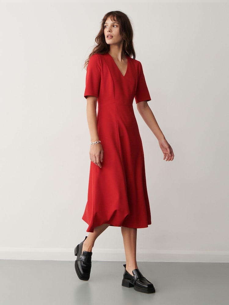 Finery Red Lillis Ponte Jersey Midi Dress - Image 1 of 4