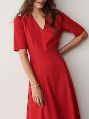 Finery Red Lillis Ponte Jersey Midi Dress - Image 3 of 4