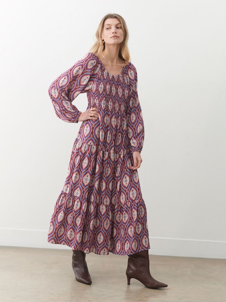 Finery Tilly Crepe Printed Midi Smock Dress - Image 1 of 4