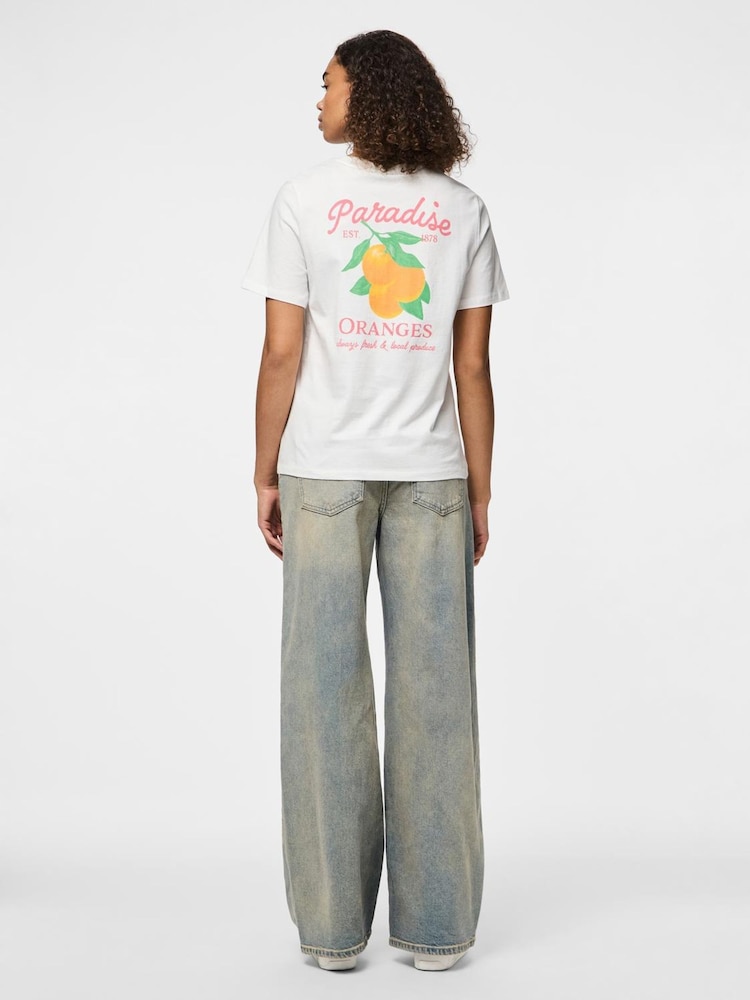 PIECES White Graphic Back Print 100% Cotton T-Shirt - Image 1 of 3