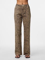 PIECES Brown Leopard Print Straight Leg Jeans - Image 3 of 7