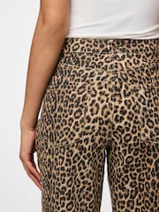 PIECES Brown Leopard Print Straight Leg Jeans - Image 4 of 7