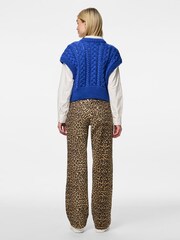 PIECES Brown Leopard Print Straight Leg Jeans - Image 6 of 7