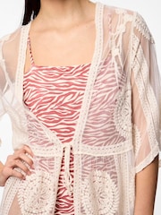 PIECES White Embroidered Beach Kaftan - Image 3 of 3