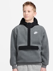 Gris humo - Nike Sportswear Club Fleece Loose 1/2 Zip Hoodie - Imagen 1 de 5