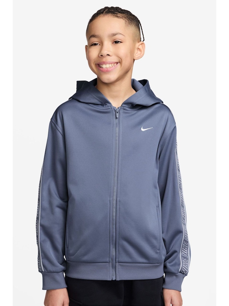 Nike World Indigo Blue Club+ Poly Taped Zip Through Hoodie - Image 1 of 3
