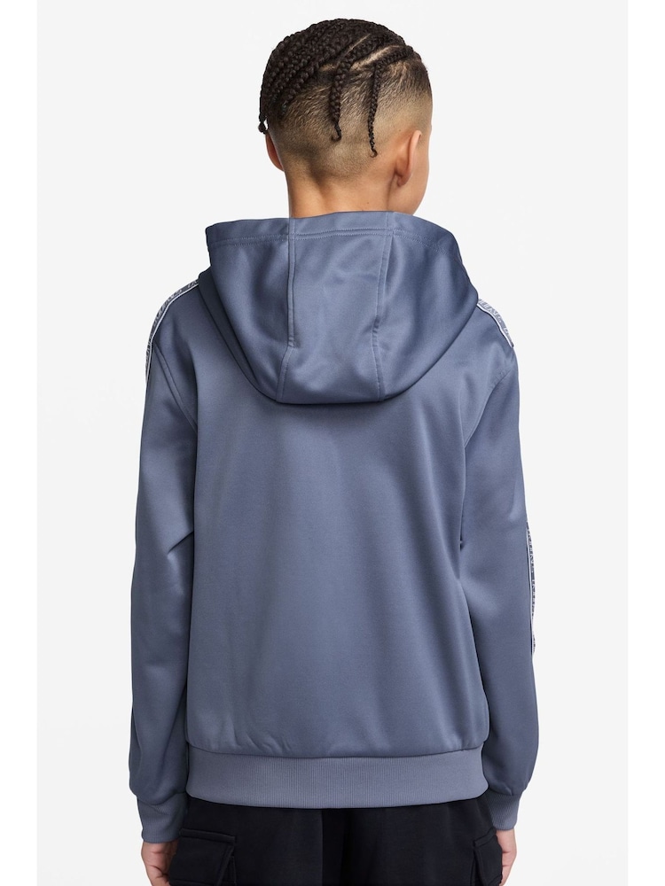 Nike World Indigo Blue Club+ Poly Taped Zip Through Hoodie - Image 2 of 3
