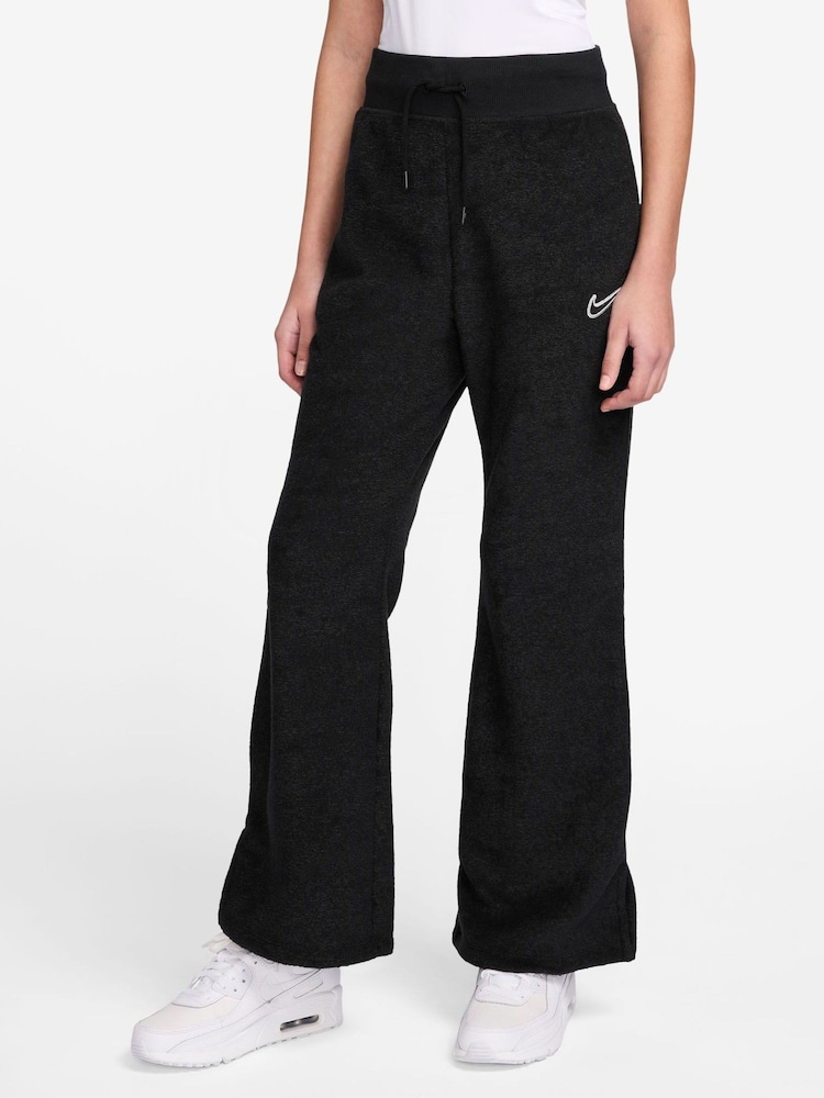 Nike Black Sportswear Cosy Fleece Wide Leg Joggers - Image 1 of 8