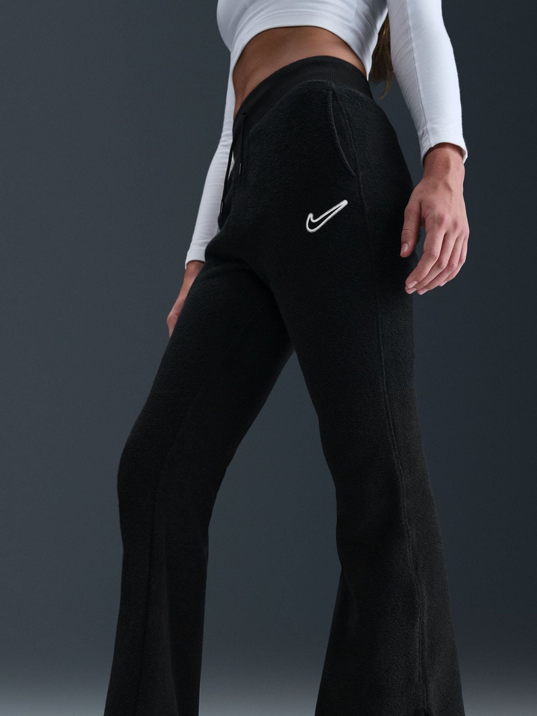 Buy Nike Black Sportswear Cosy Fleece Wide Leg Joggers from Next
