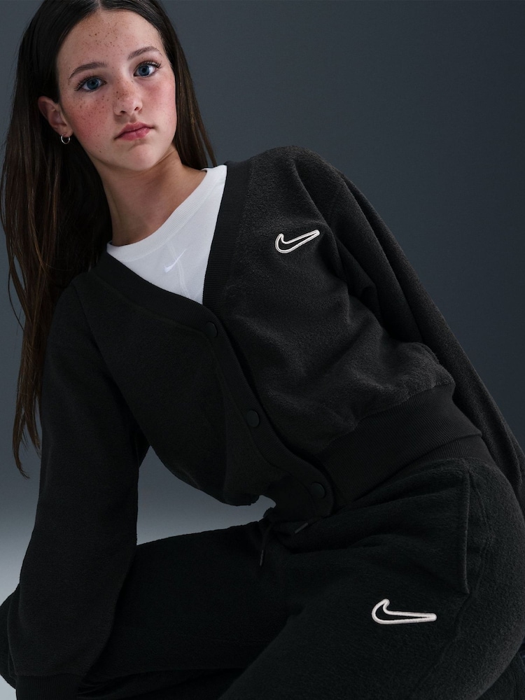 Nike Black Sportswear Cosy Fleece Wide Leg Joggers - Image 8 of 8